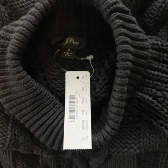 NWT J. Crew Cable Knit Mockneck Sweater in Black - Picture 4 of 5